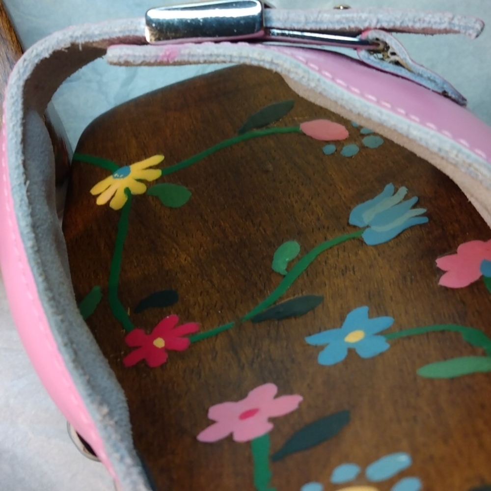 Dr. Scholl's sandals size 9 pink leather and wood - Picture 7 of 8